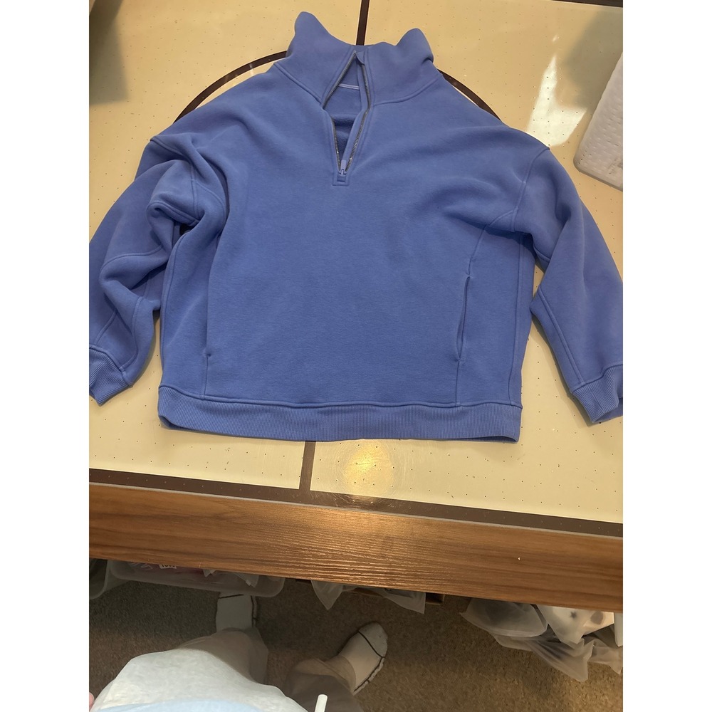 Lululemon Scuba Oversized HalfZip PeriwinkleBlue FunnelNeck slight stains no tag